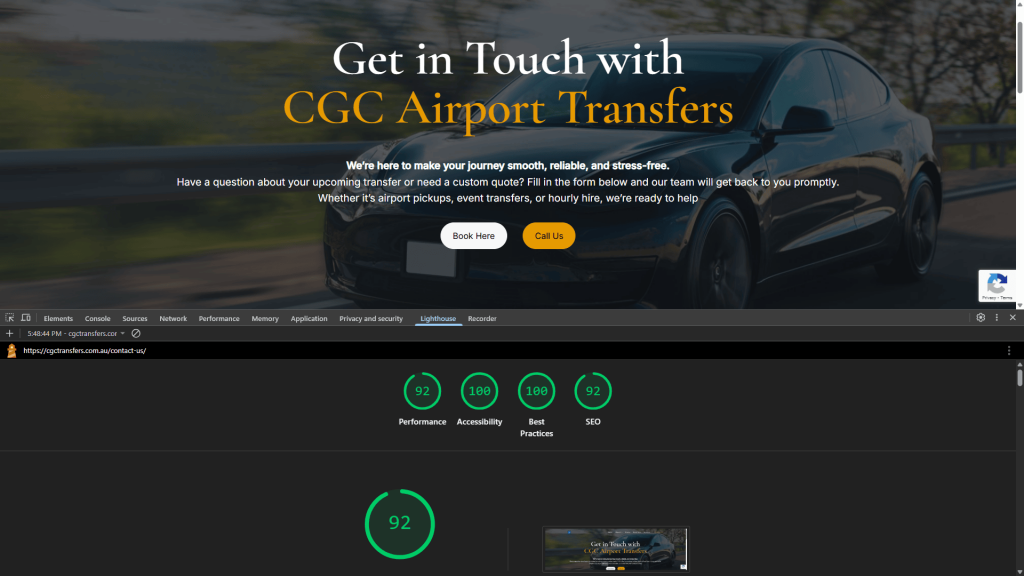 CGC Airport Transfers - Google Performance Score