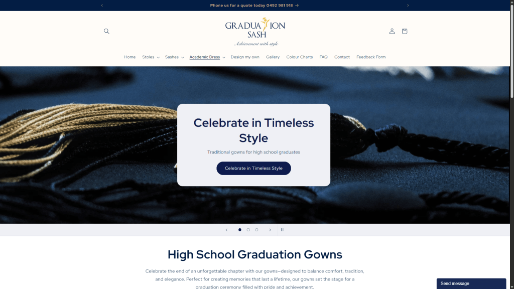Graduation Sash Australia – Caso Práctico Shopify eCommerce