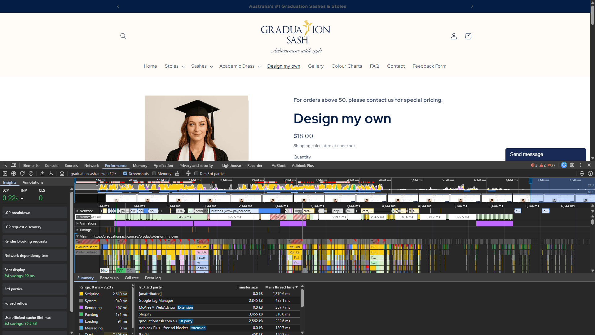 Graduation Sash Australia – Caso Práctico Shopify eCommerce