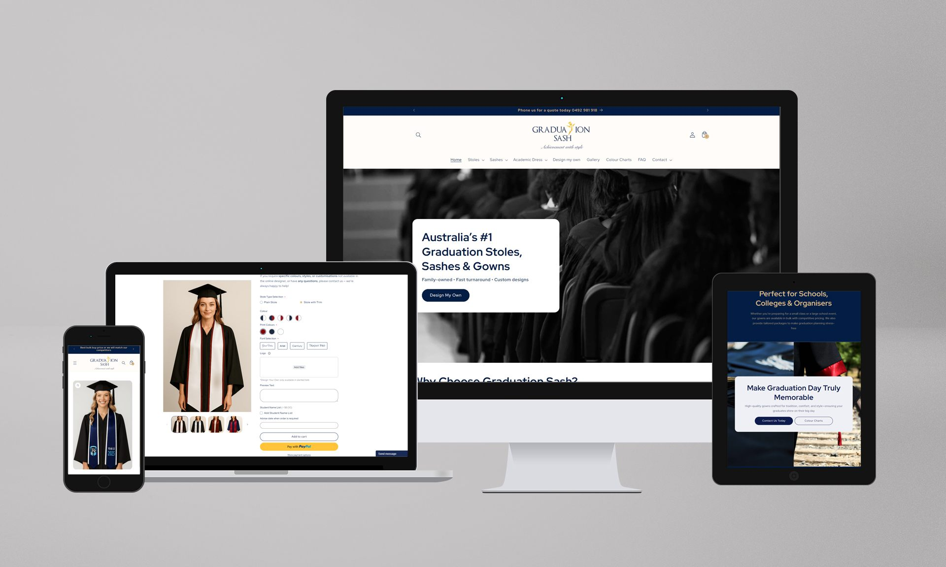 Graduation Sash Australia – Caso Práctico Shopify eCommerce