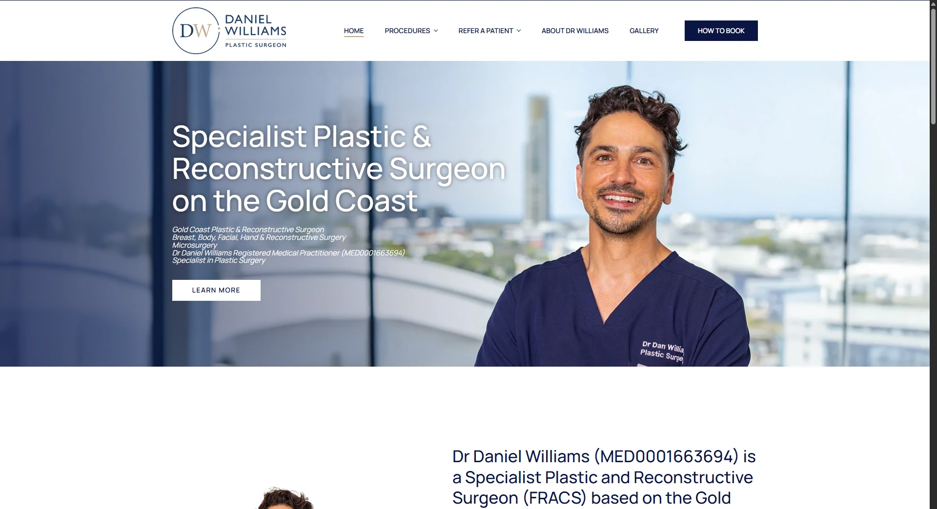 Dr Daniel Williams website interface