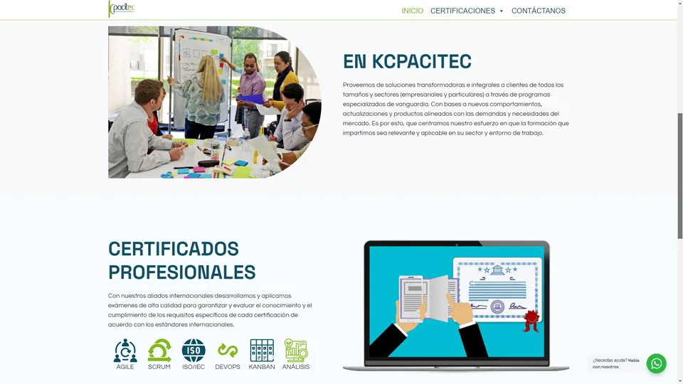 Professional certification catalogue