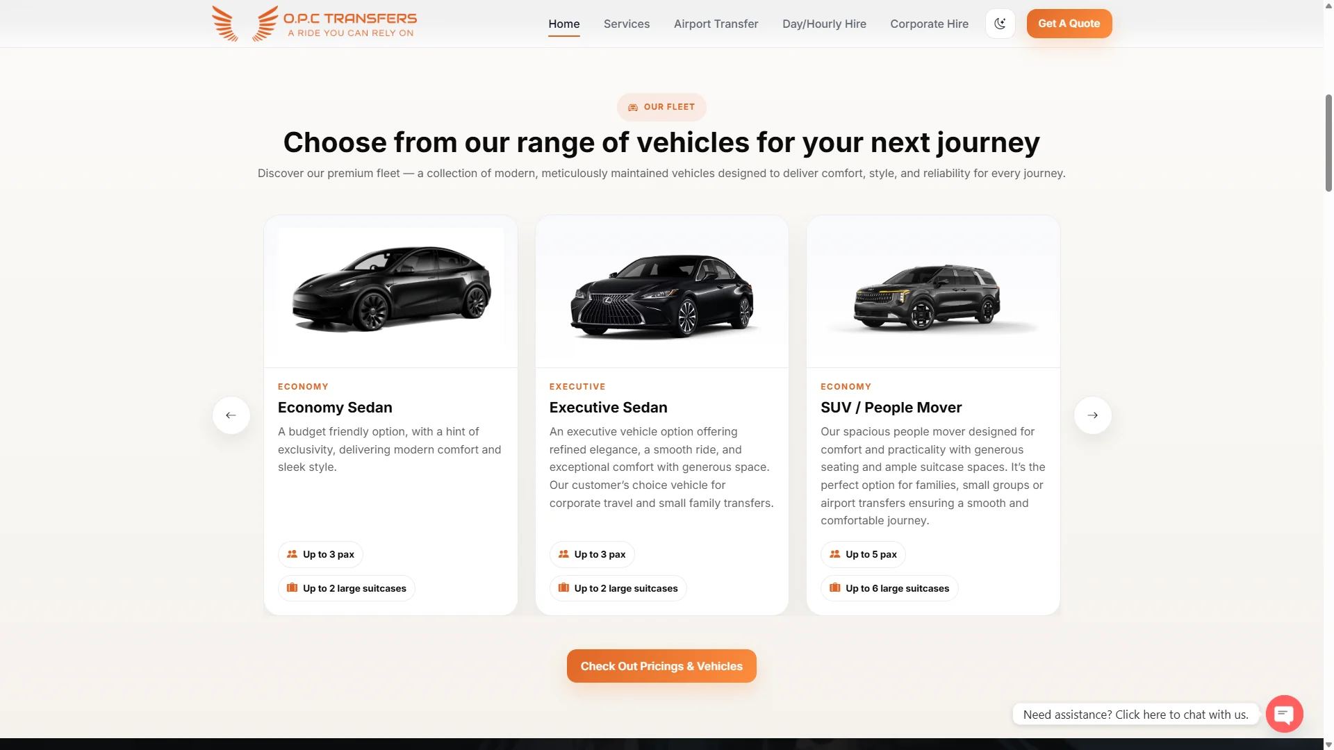 OPC Transfers ride details and route map booking step