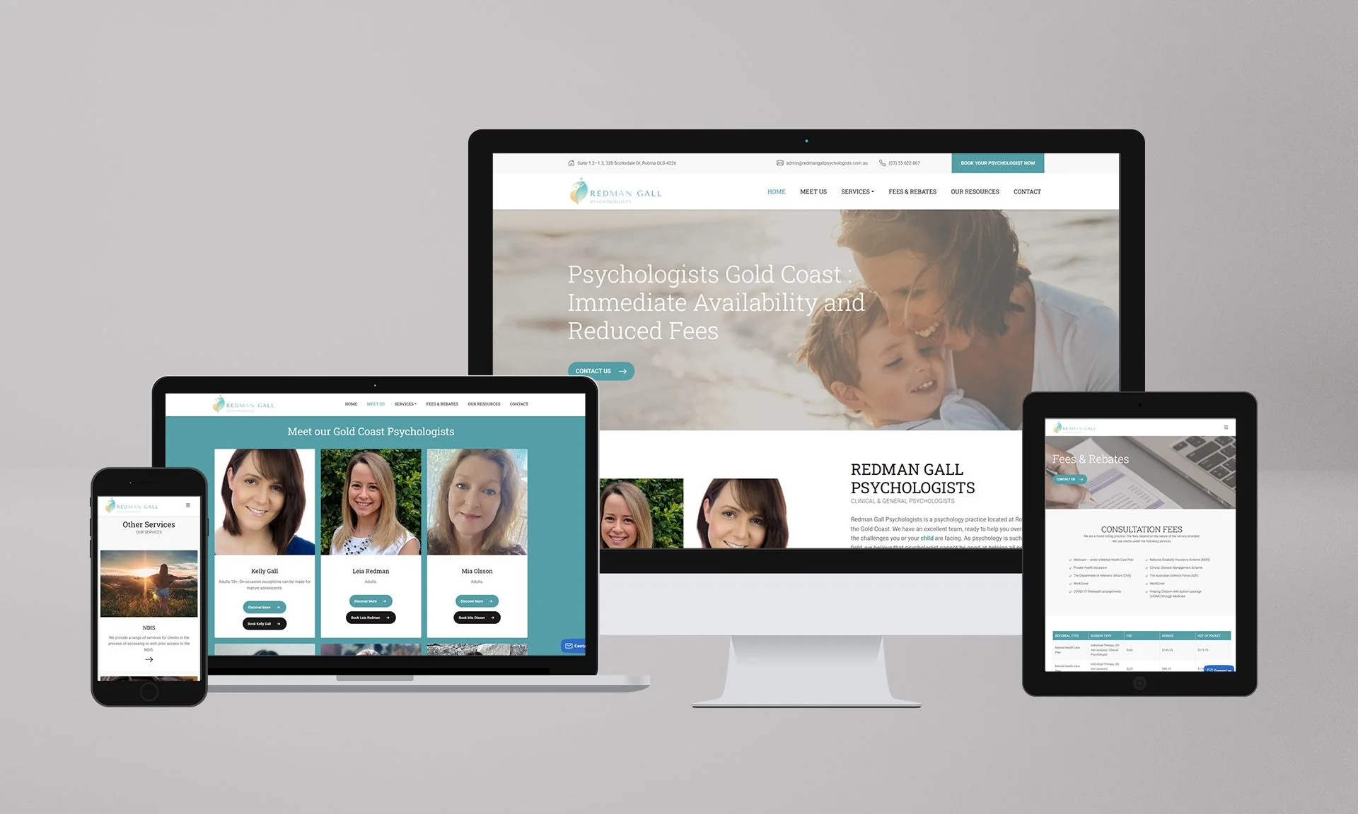 Redman Gall Psychologists responsive website overview