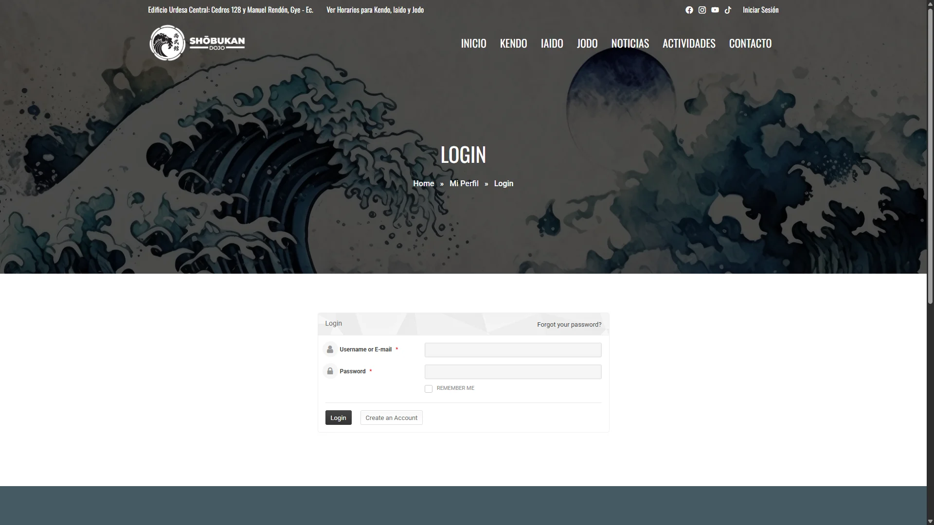 Shobukan Dojo martial arts website section